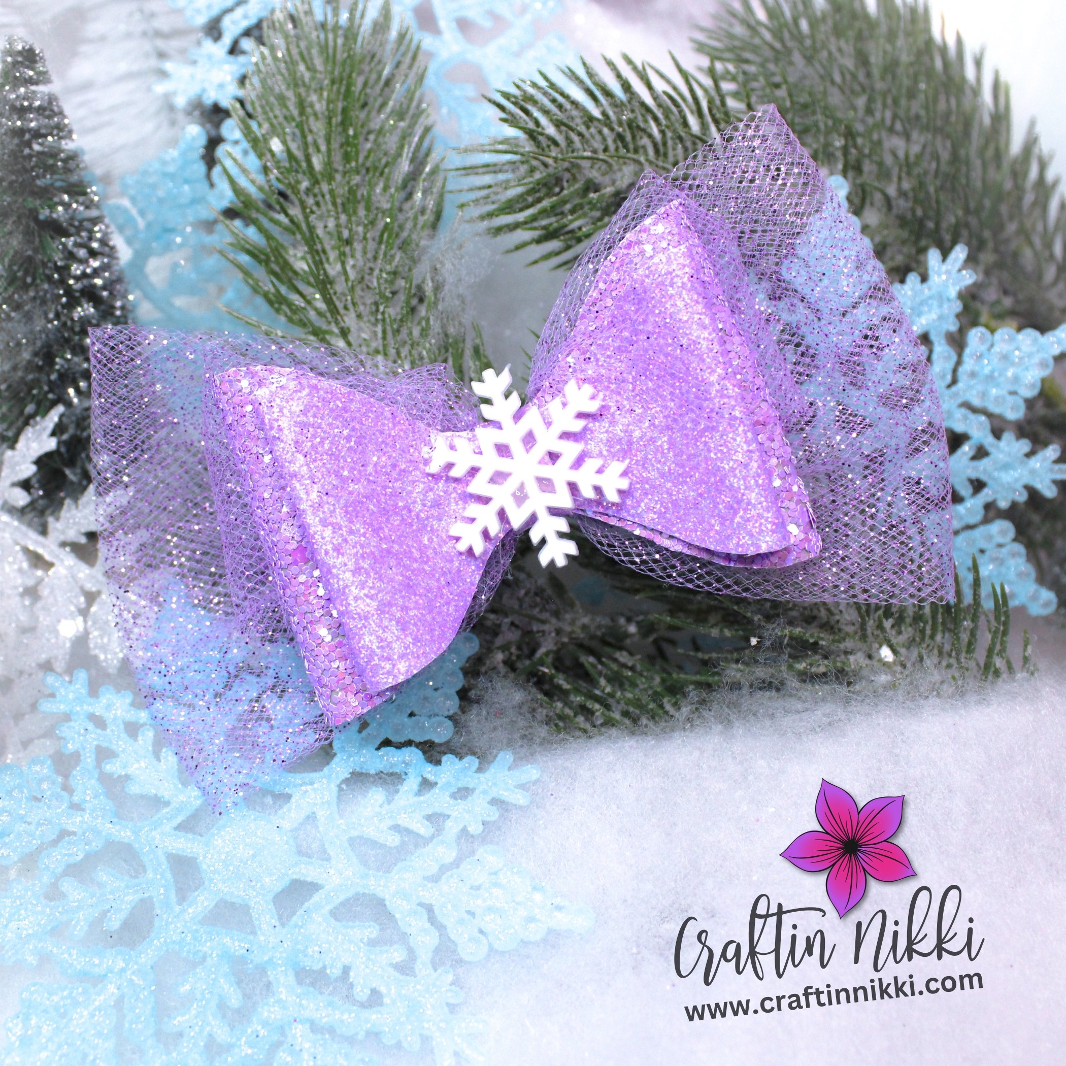Purple Rapunzel Inspired Glitter Hair Bow by Craftin Nikki