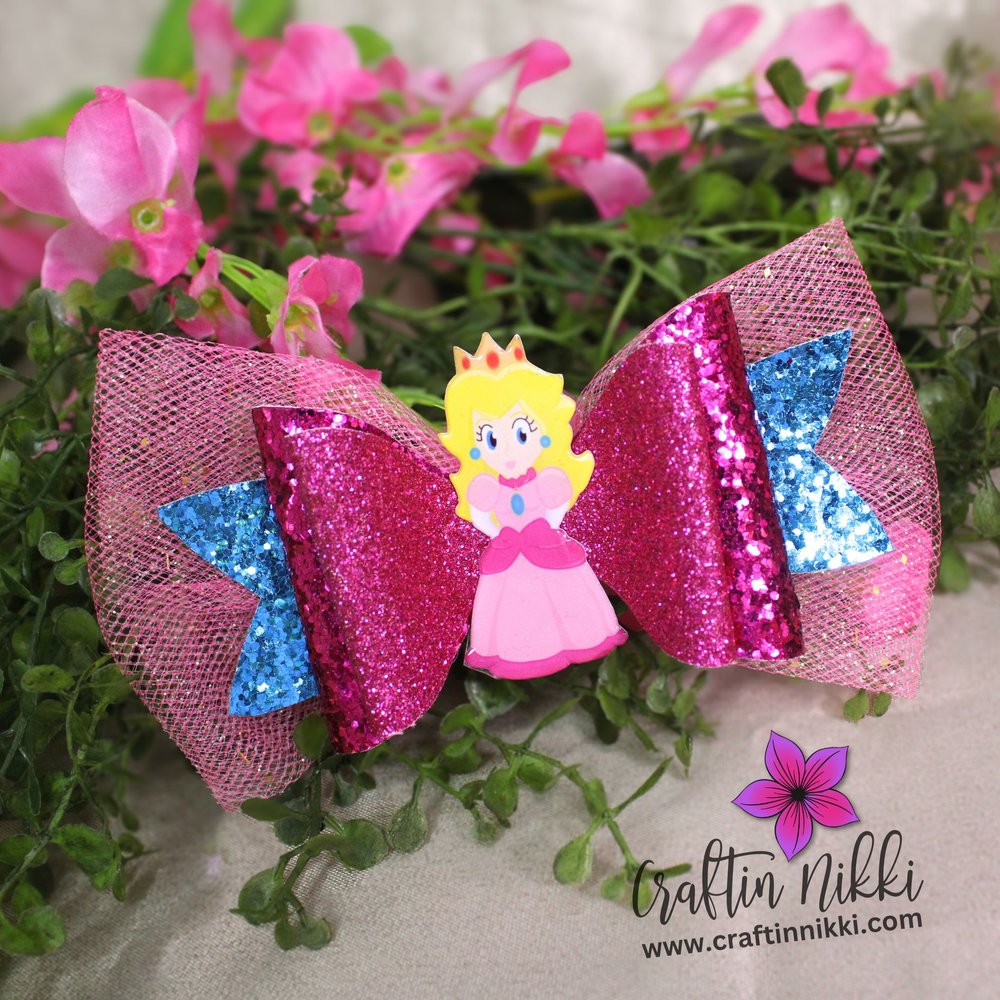 Pink Anime Princess Tulle Glitter Hair Bow by Craftin Nikki