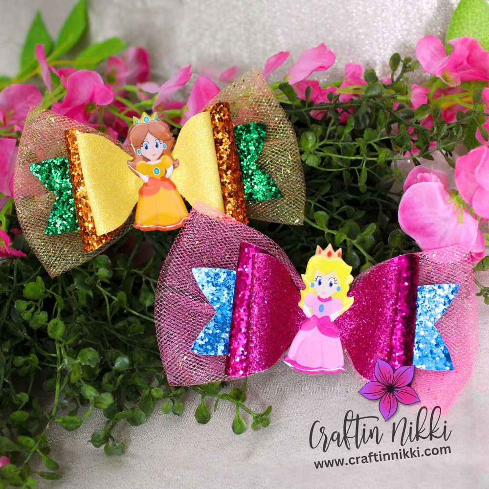 Pink Anime Princess Tulle Glitter Hair Bow by Craftin Nikki