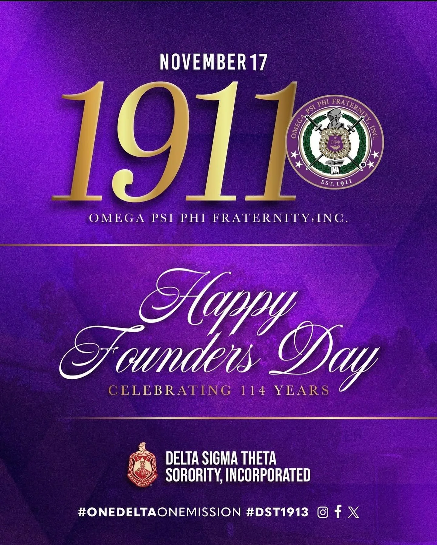 Repost: Congratulations to the outstanding, optimistic, and outgoing men of Omega Psi Phi Fraternity, Incorporated, on 114 years of brotherhood and service! Today we celebrate your steadfast commitment to manhood, scholarship, perseverance and uplift