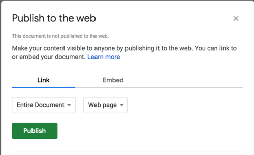 Then click Publish