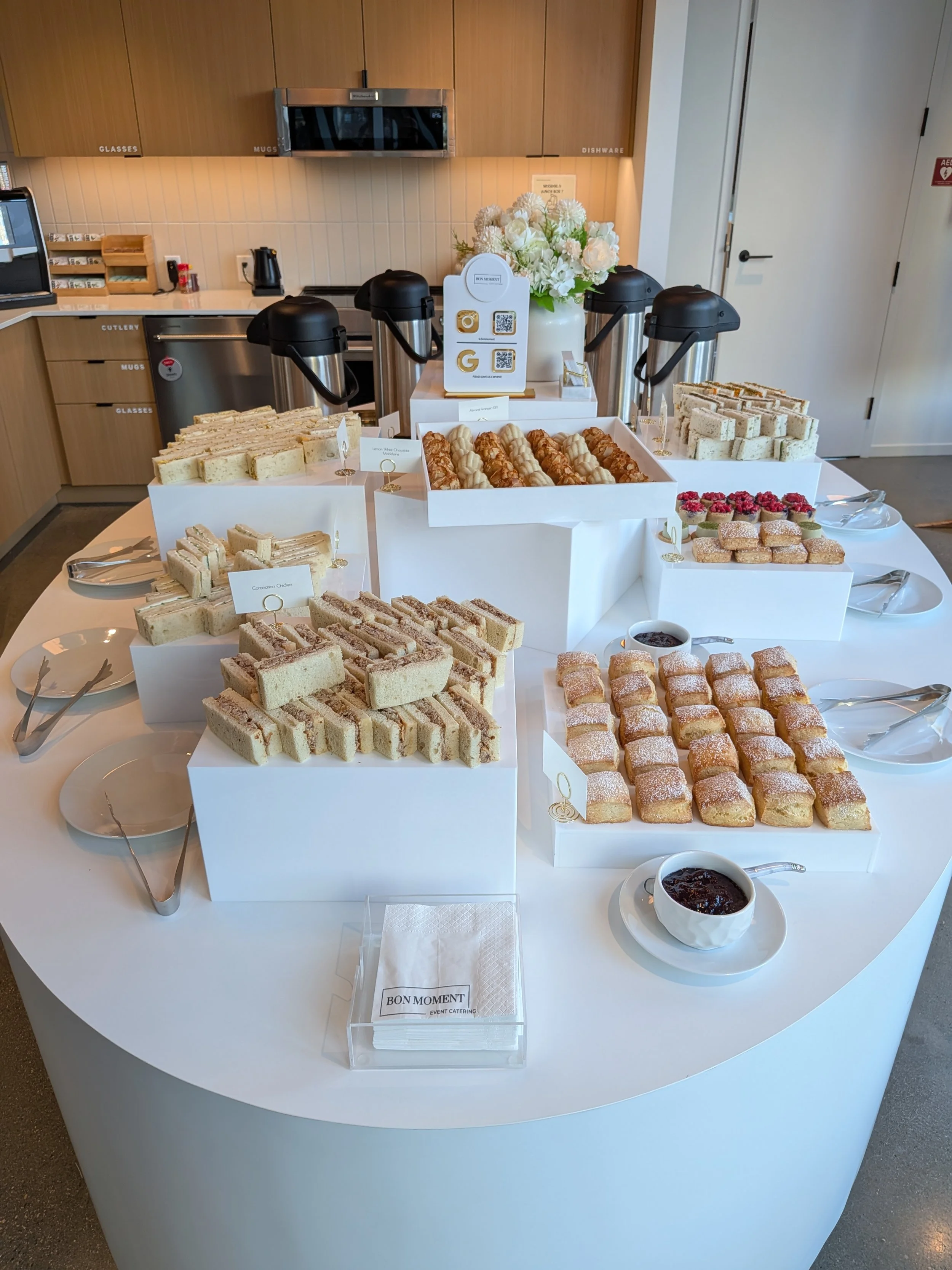 Bon Moment Afternoon tea catering- menu elegant