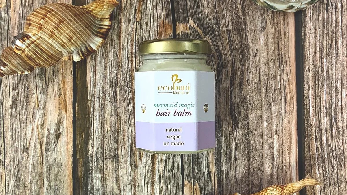 Ecobuni Mermaid Magic Hair Balm - product photography and packaging design crafted by our designers in-house - complete with brand guidelines!