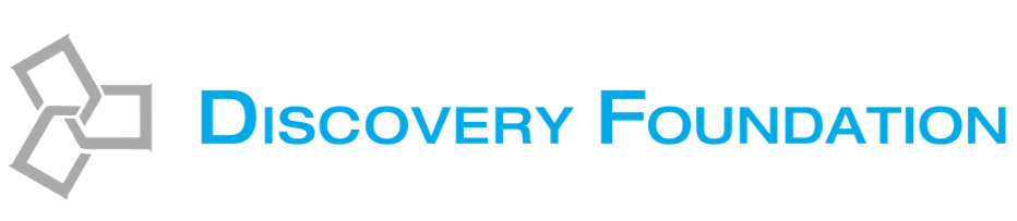 Discovery Foundation logo with interconnected geometric shapes and the company's name in blue text.