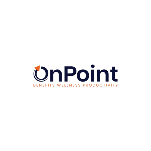 OnPoint logo with a red arrow pointing upward and the words Benefits, Wellness, Productivity underneath.