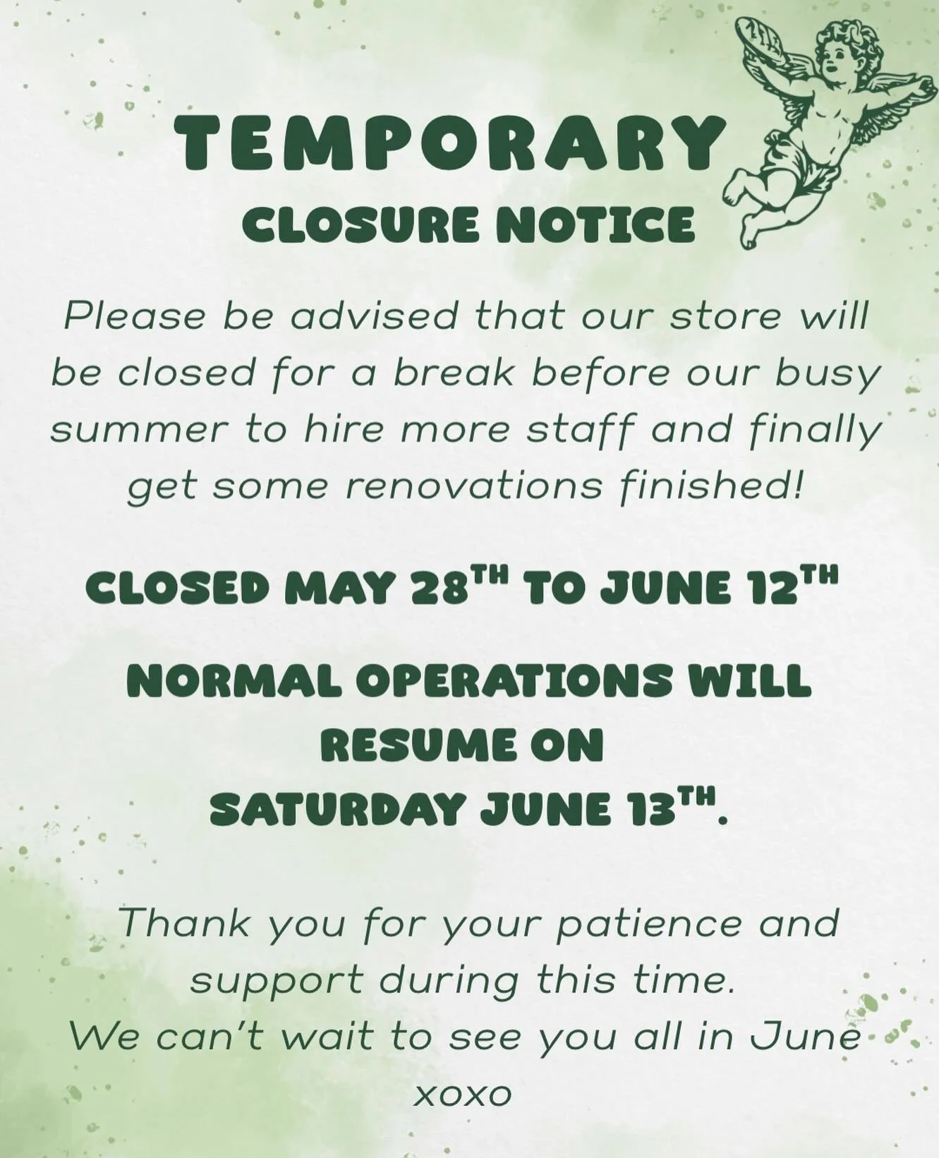 apologies for any inconvenience this might cause !! we are looking forward to starting the season with fresh &amp; rested minds and some new faces 💙
we will post all and any updates here!! see you all on the 13th of June 🌾