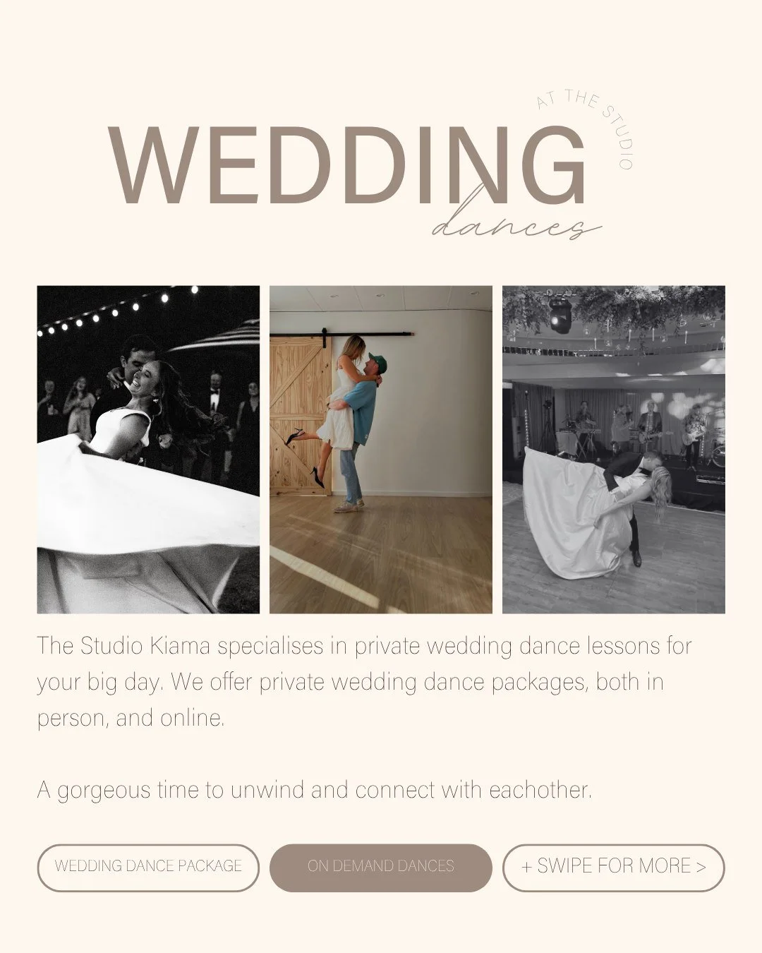 Your wedding celebrations start long before the big day 🤍

From private first dance lessons and on-demand courses to hens parties, bridal party dance classes and group yoga... we&rsquo;re here to make the lead-up just as special!

Whether you&rsquo;