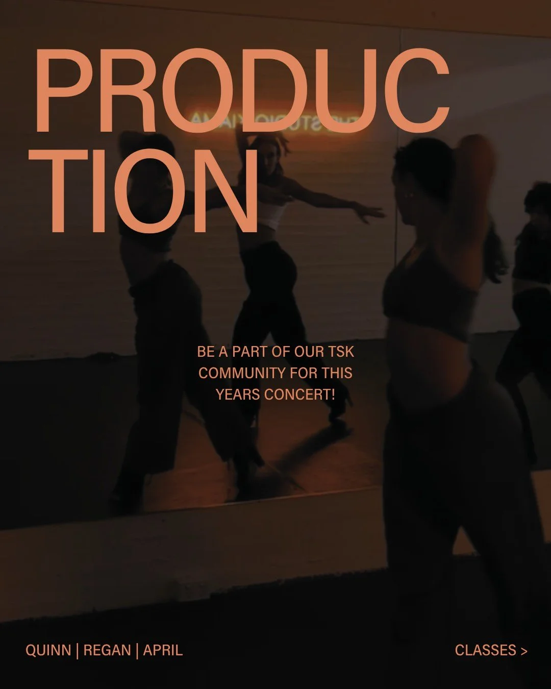 More than a class. A community. ✨

Our Production classes are all about learning, creating and being part of something together.

With Contemporary, Ballet and Commercial, you can build your skills, learn choreography and be part of the excitement as