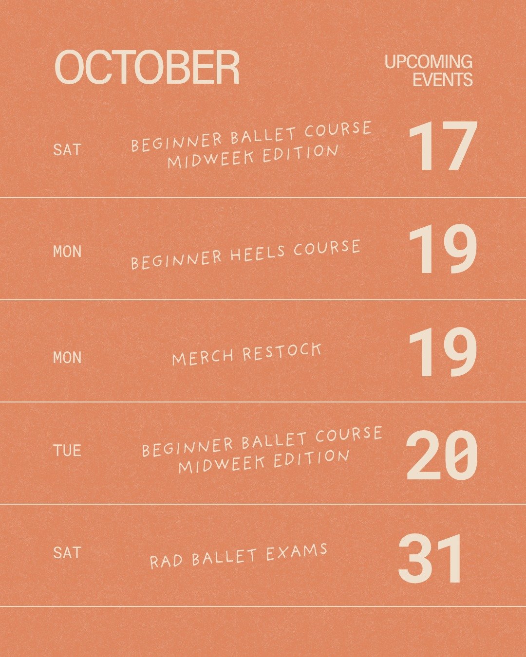 Mark your calendars! October is filled with exciting dates we can't wait to see what the final term for 2025 brings!