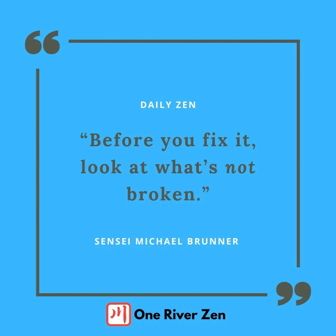 BEFORE YOU FIX IT&ndash;LOOK AT WHAT&rsquo;S NOT BROKEN

Today, as you go about your day, you&rsquo;re going to notice a lot of things that look like they need fixing &mdash; and perhaps they even do.

But before you set yourself to the task of repai