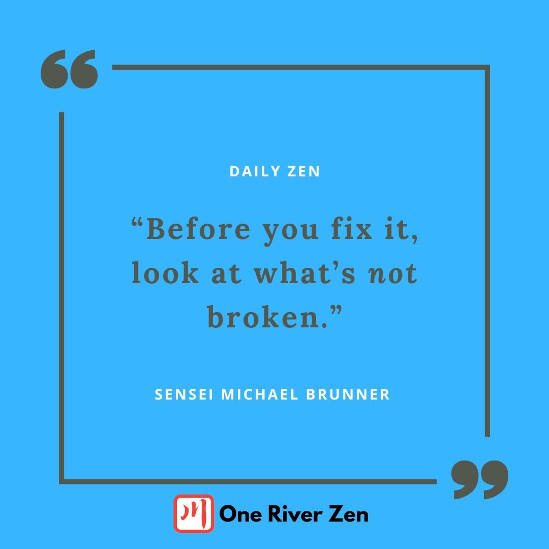 BEFORE YOU FIX IT&ndash;LOOK AT WHAT&rsquo;S NOT BROKEN

Today, as you go about your day, you&rsquo;re going to notice a lot of things that look like they need fixing &mdash; and perhaps they even do.

But before you set yourself to the task of repai