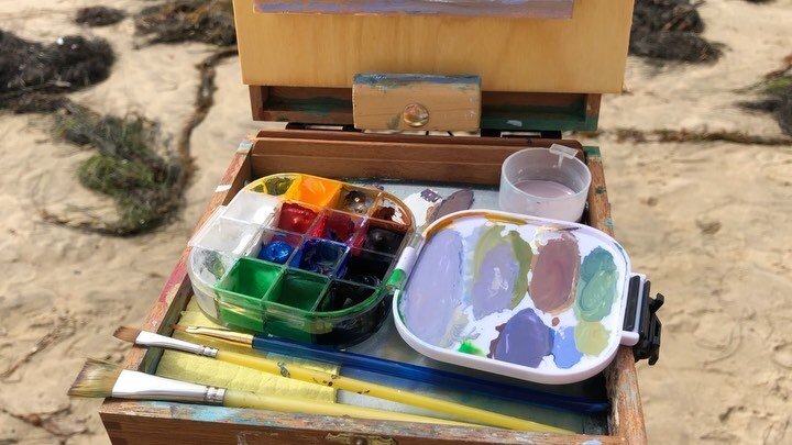 A cloudy day gouache study with my lightweight cigar box easel.

#gouache #crystalcovestatepark #pochade #pleinair