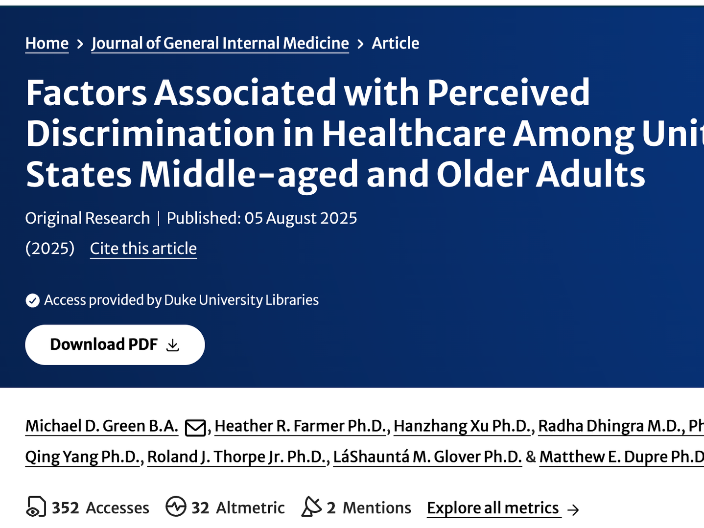 First author paper in JGIM
