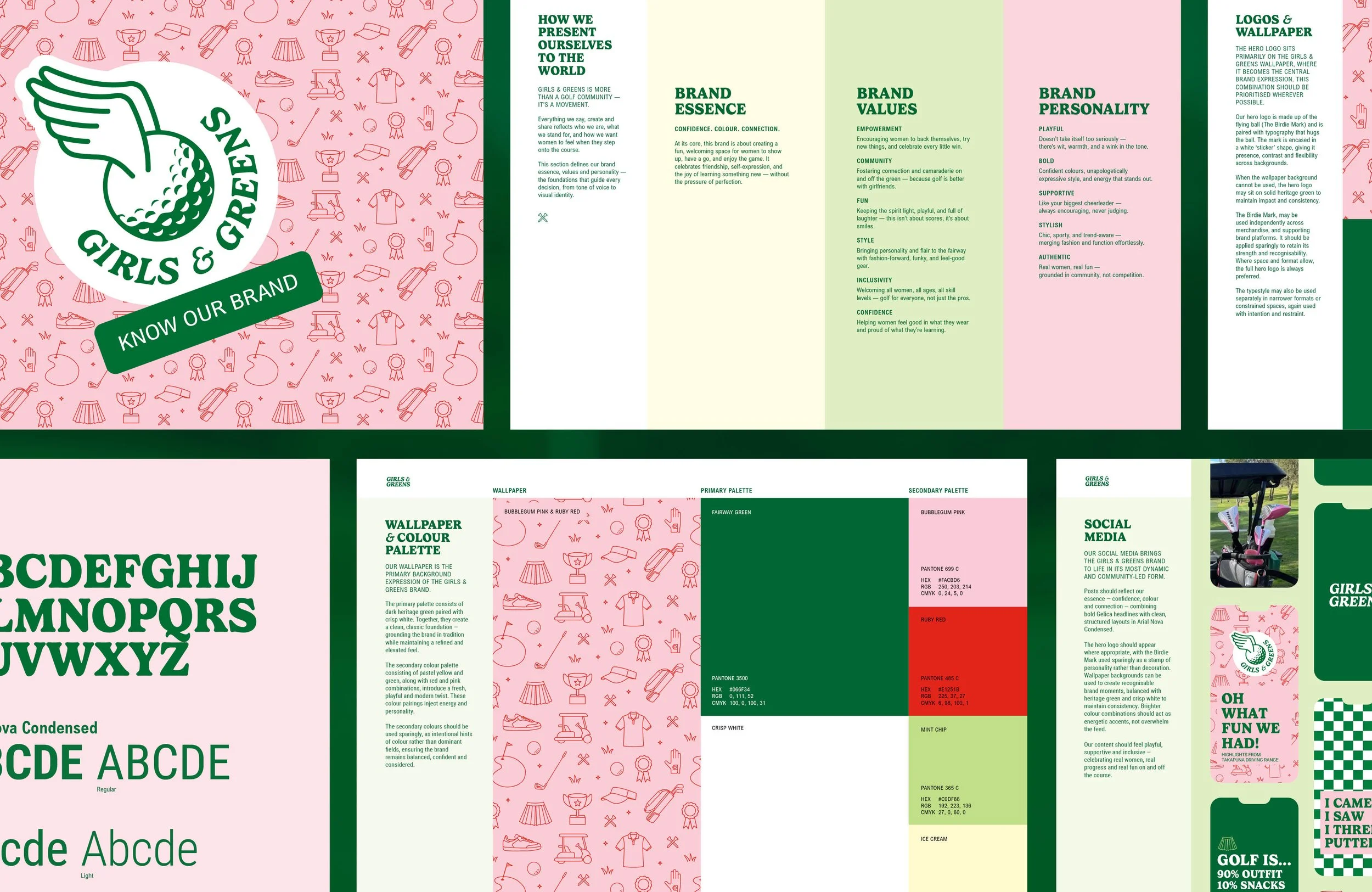 Image show the Girls and Greens brand guidelines