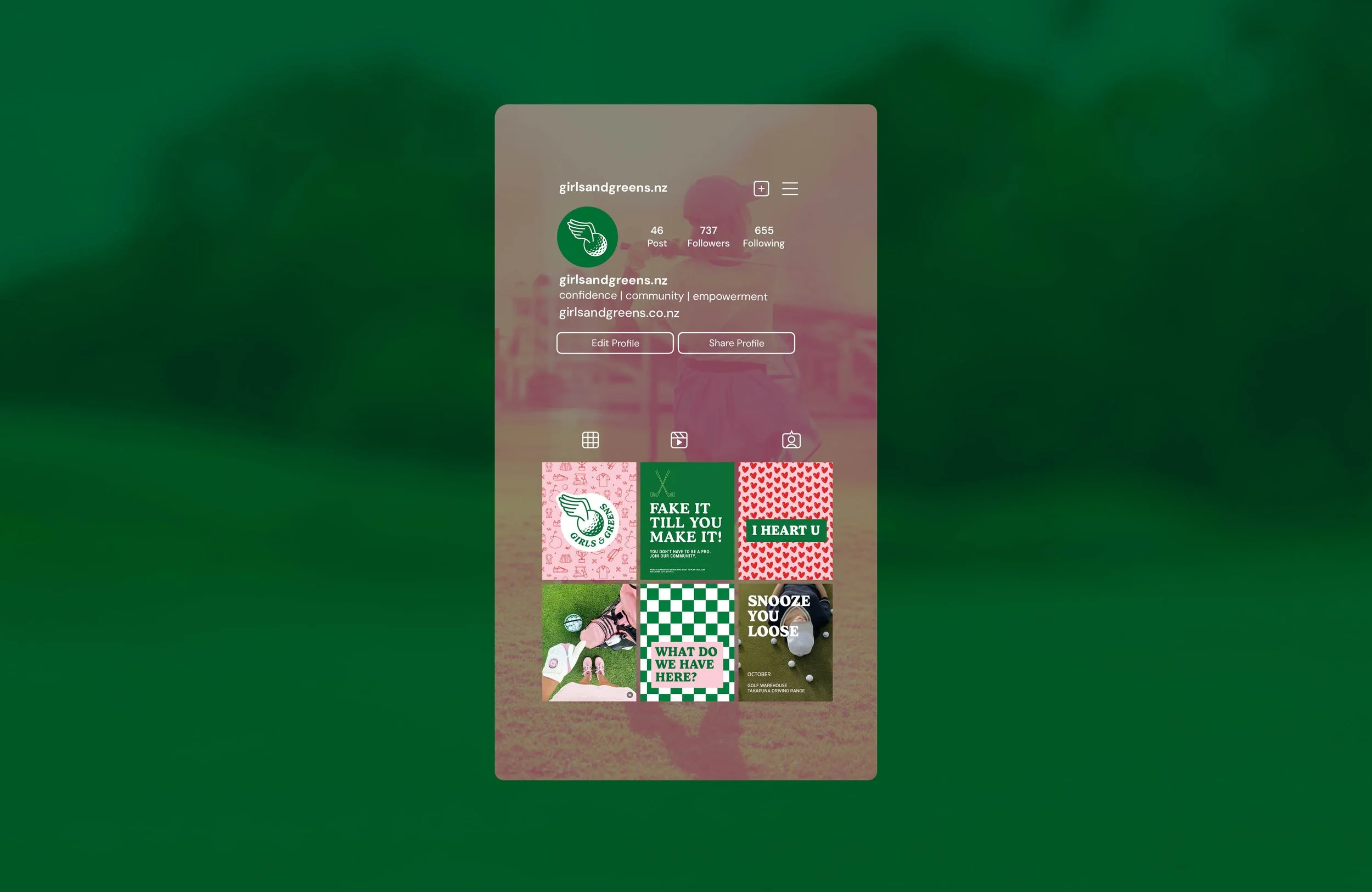 Girls and Green Social Media Interface