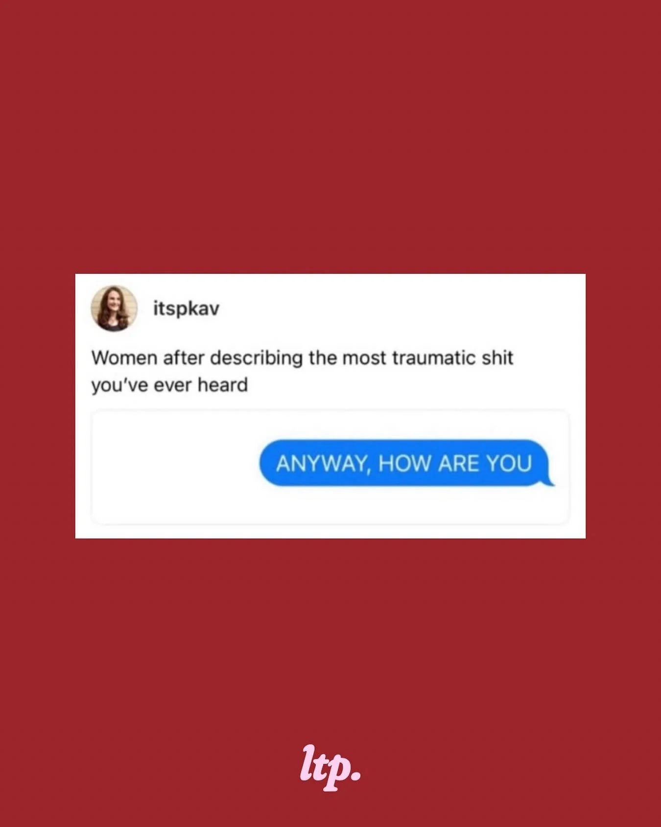 When you&rsquo;re telling someone about all the not so chill medical things that have happened to you 🙃 
#letstalkperiodau #chronicbuticonic