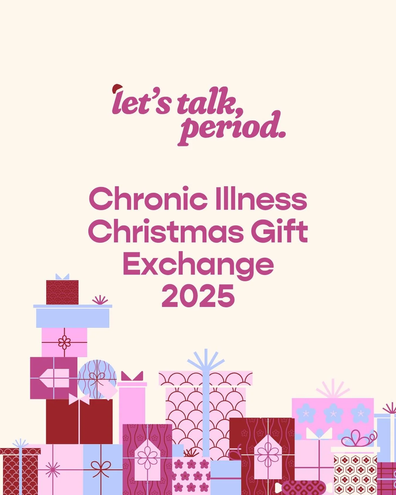 It&rsquo;s time for a Chronically Ill Christmas Gift Exchange!🎄🎅🏼

Let&rsquo;s Talk, Period. fam, it&rsquo;s time to spread some Christmas cheer! Having a chronic illness is HARD and lots of us with chronic illnesses mightn&rsquo;t have a Christma