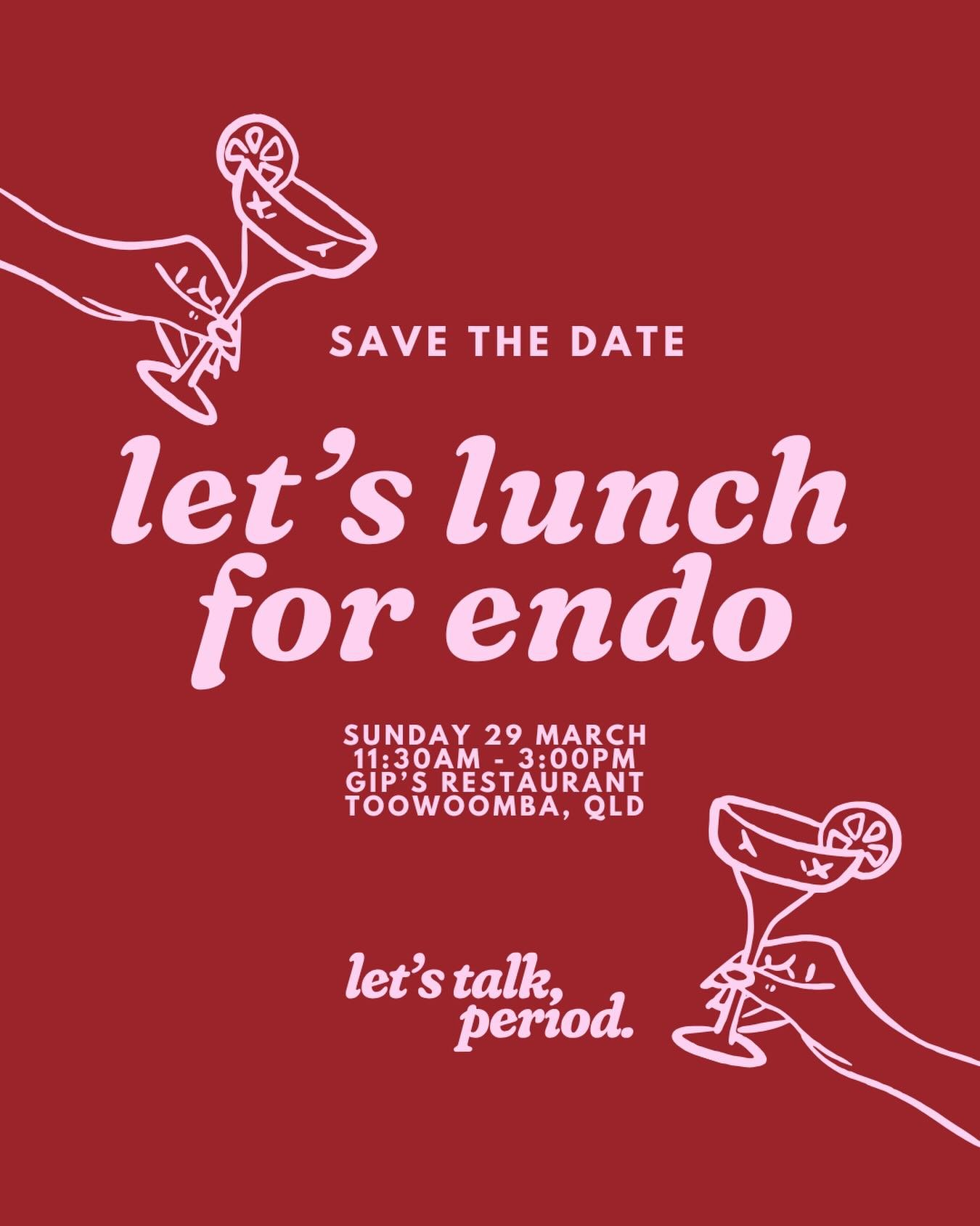 Are you ready to lunch for Endo, this endometriosis awareness month!? 🩷

Join us this endometriosis awareness month at Gip&rsquo;s Restaurant in Toowoomba for Let&rsquo;s Lunch for Endo! It&rsquo;s the perfect opportunity to feel connected and suppo