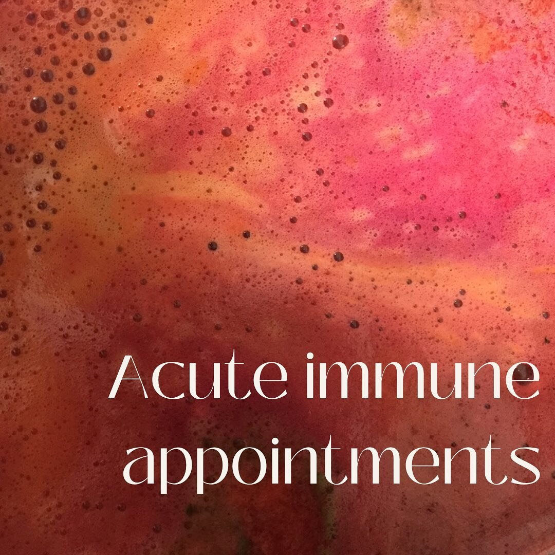 I&rsquo;m opening up acute immune appointments for both new and existing clients. These appointments are specifically to help with the rising case numbers and are all run via telehealth. You can book this appointment if you&rsquo;ve already tested po