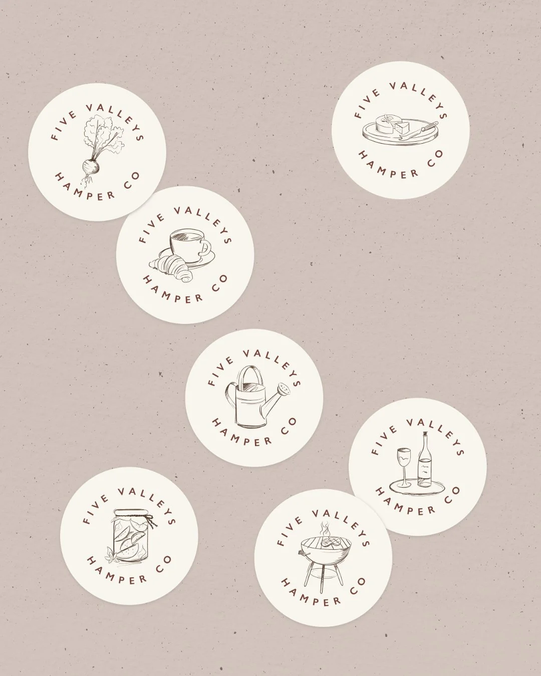 Illustration and packaging design for a curated hamper business in Stroud, Cotswolds UK by Mechele Made Design Cirencester