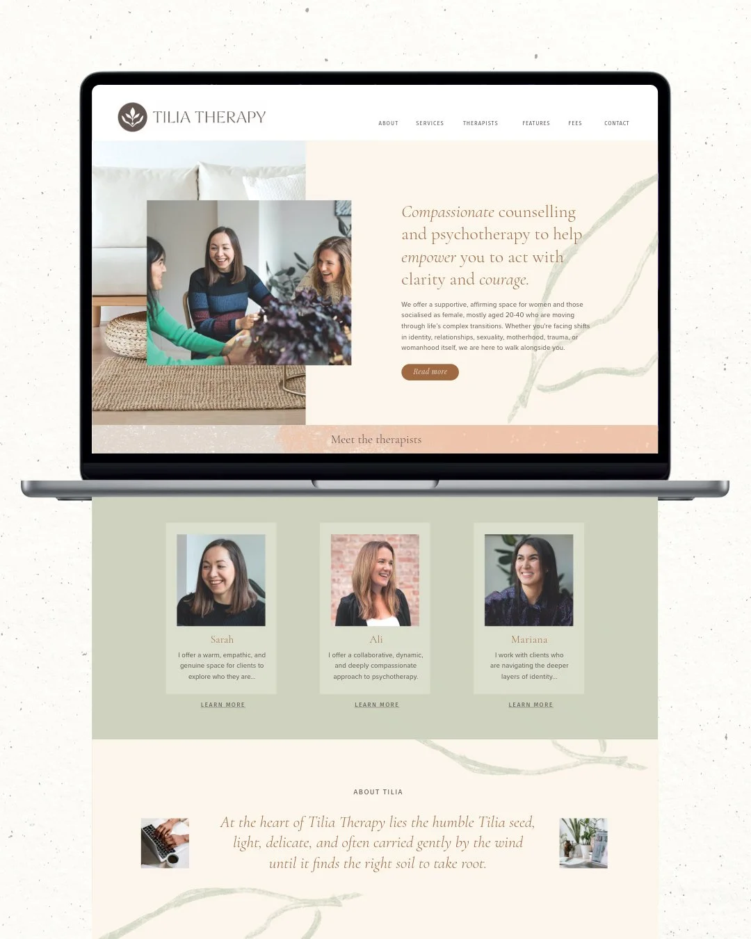 Squarespace website design for a therapist in Oxfordshire UK by Mechele Made Design Cirencester