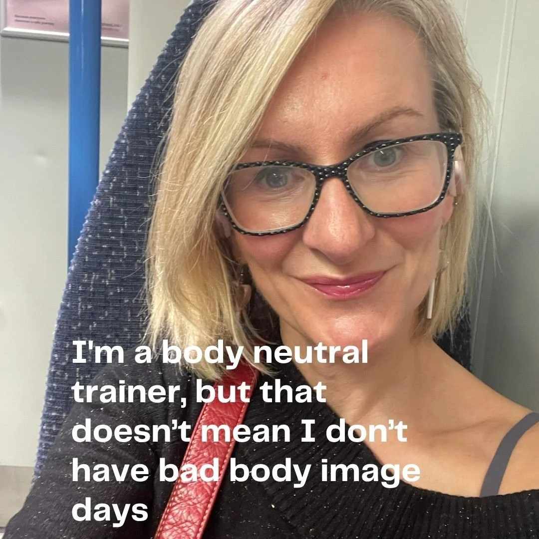 Body neutrality does not mean not caring what your body looks like.
It means for me that however I feel about my body, it&rsquo;s no longer going to dictate how I eat, move or live my life. 
#bodyneutrality #nondietapproach #bodyimagehealing