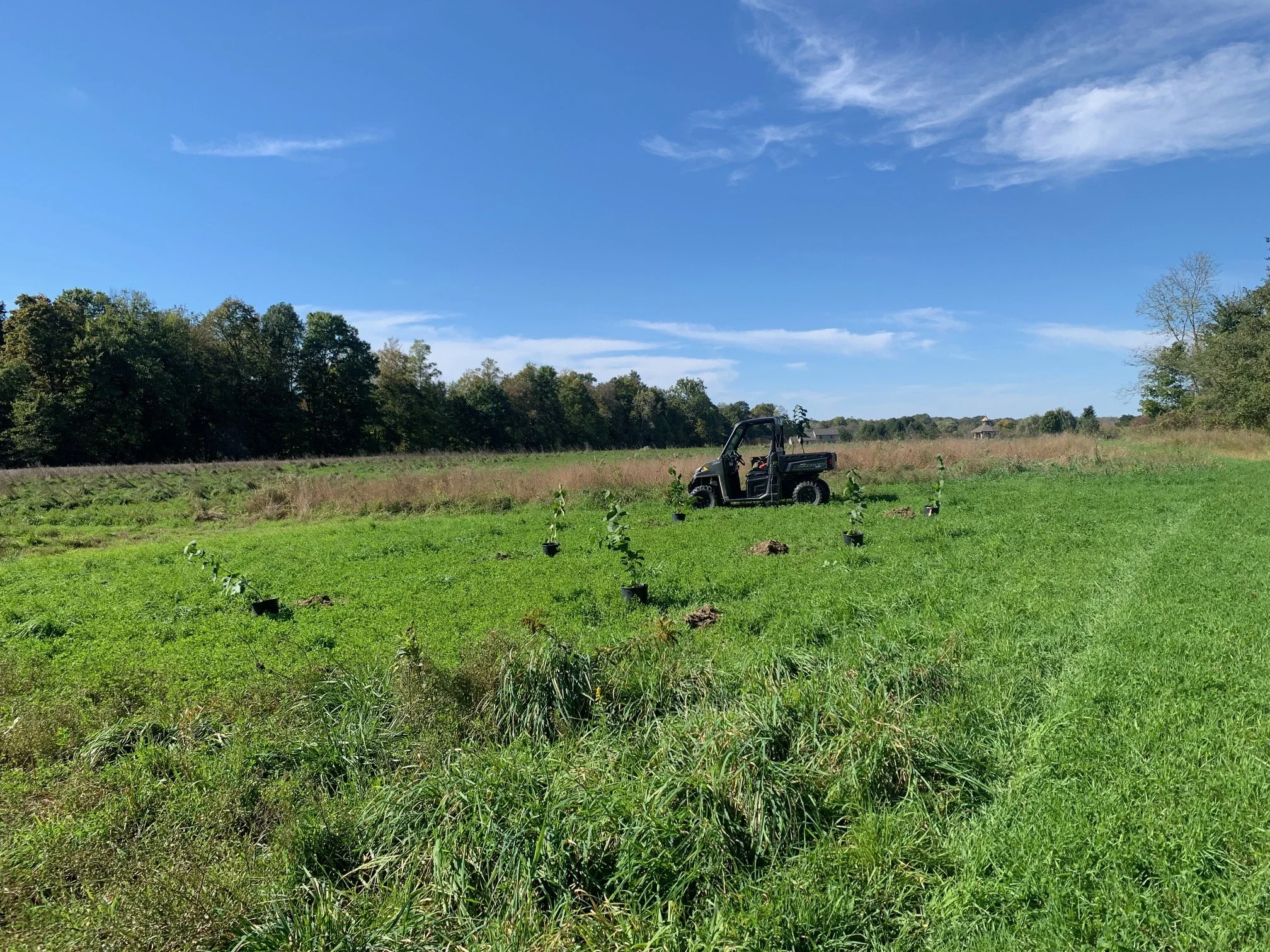 farm field with equipment