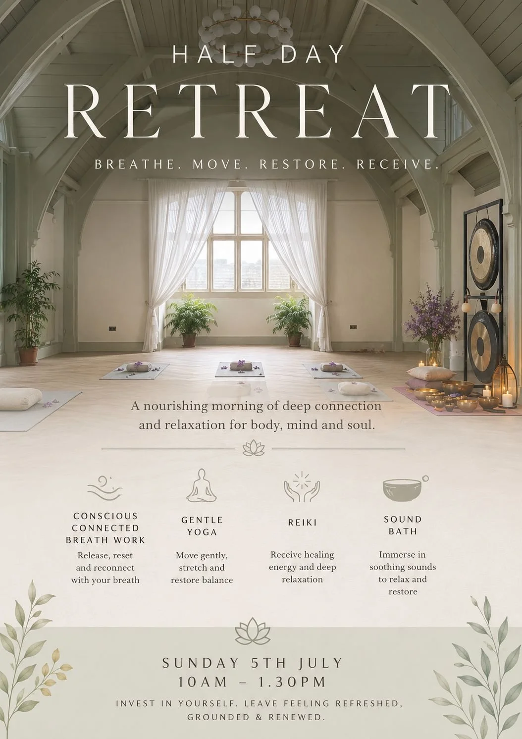 Nervous System Reset Half Day Retreat, Sunday 5th July, 10-1.30pm, The Exchange, North Shields