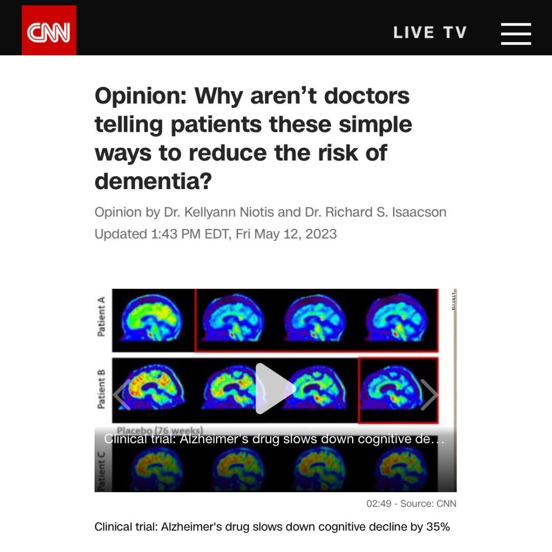 Flow Advisory Council and Preventive Neurologist @drkellyannniotis was recently published on @cnn. She and her colleague Dr. Richard S. Isaacson shared their expertise on why a proactive approach can help prevent dementia. Learn more here: https://cn