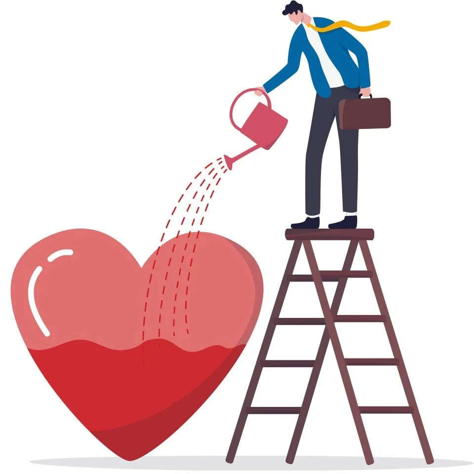 illustration of businessman watering loyalty