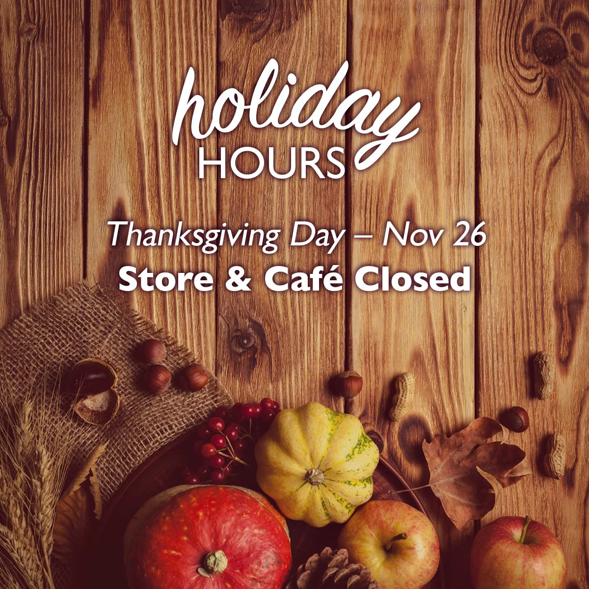 Thanksgiving Day – Closed