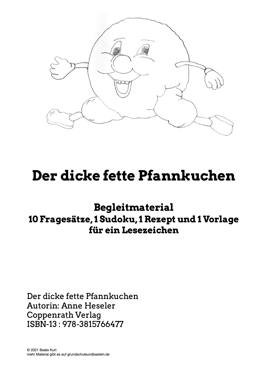  Deckblatt zum Arbeitsmaterial für das Buch der dicke, fette Pfannkuchen  