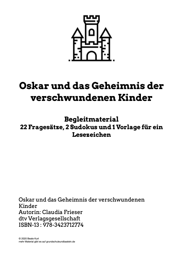  Deckblatt zum Arbeitsmaterial zu Oskar und das Geheimnis der verschwundenen Kinder 