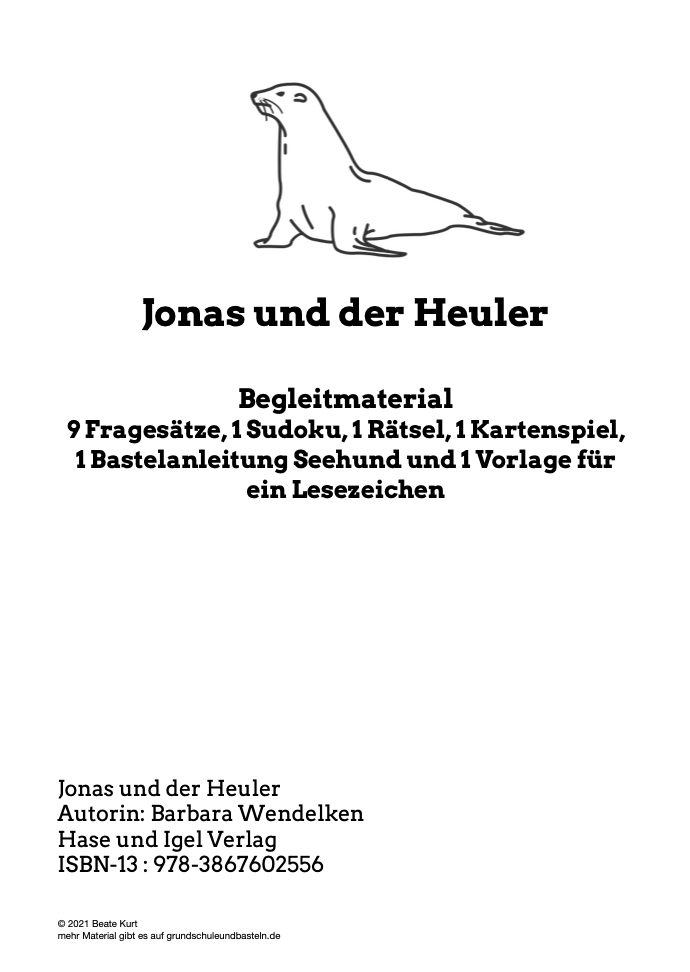  Deckblatt zu Arbeitsmaterial Jonas und der Heuler 