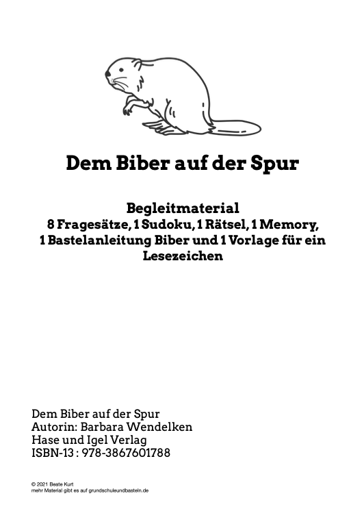  Begleitmaterial zum Buch Dem Biber auf der Spur  