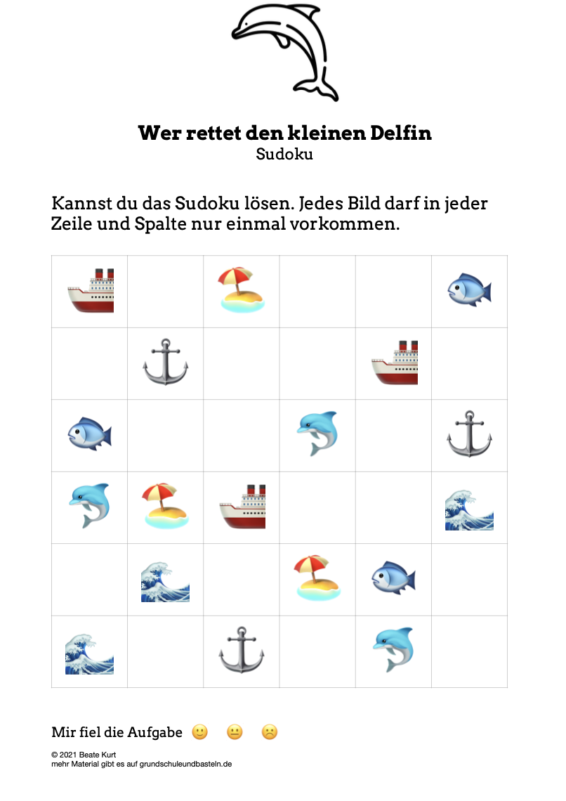  Sudoku zum Buch Wer rettet den kleinen Delfin 