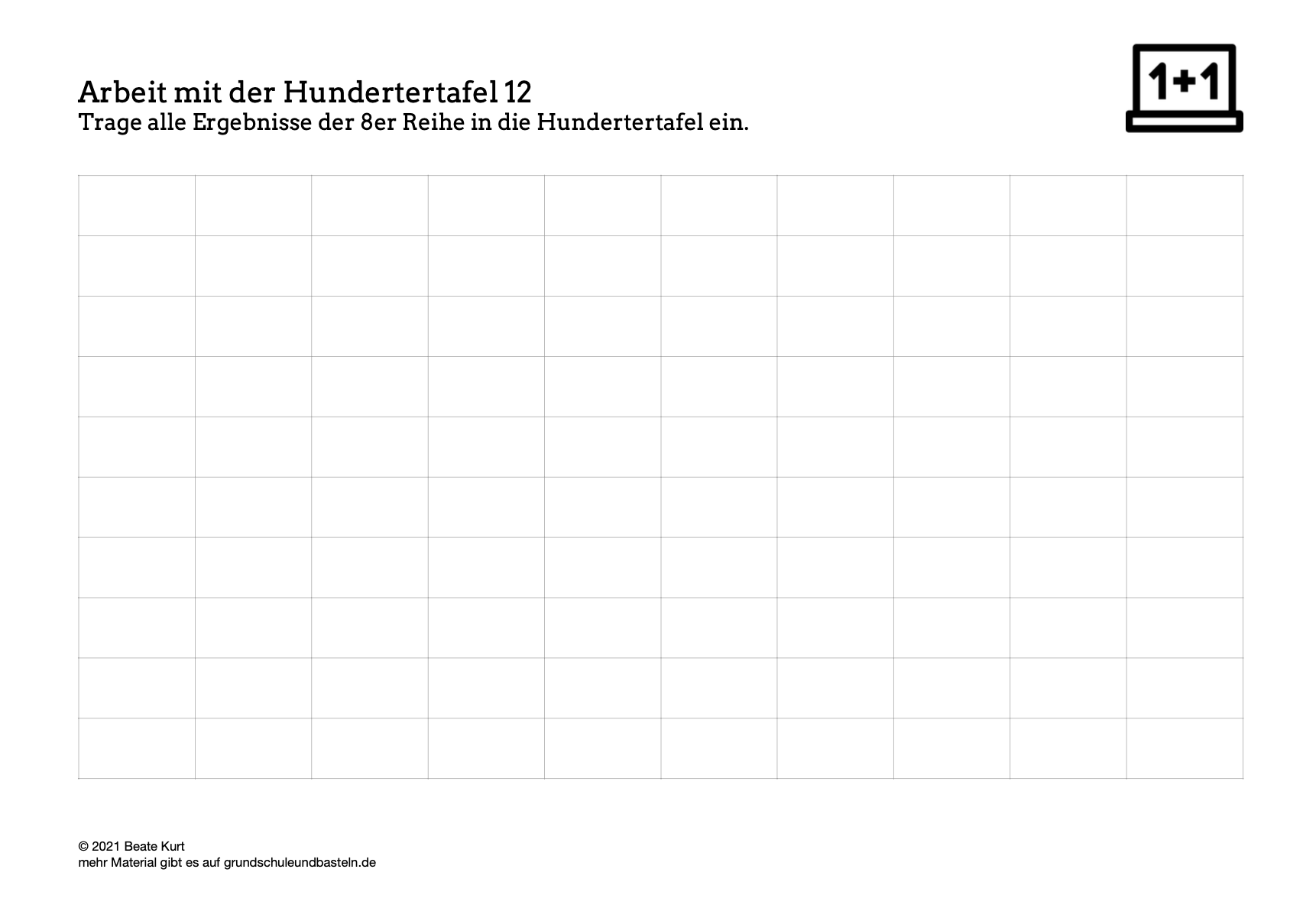  Arbeitsmaterial Hundertertafel 