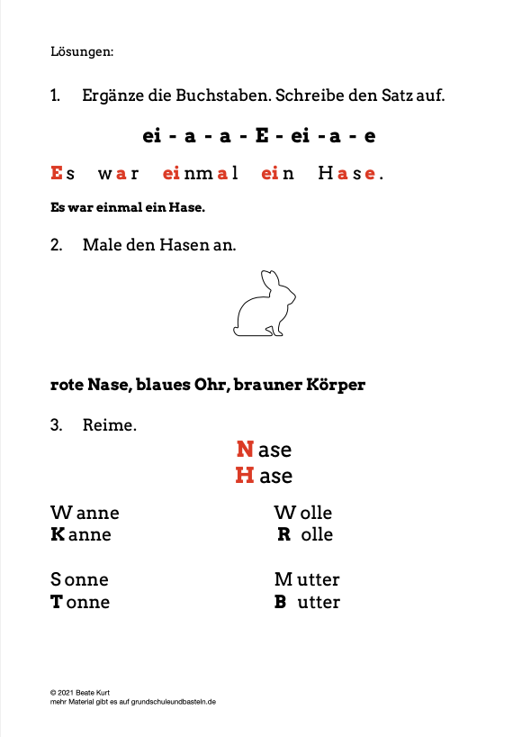  Begleitmaterial zu Der Hase mit der roten Nase 