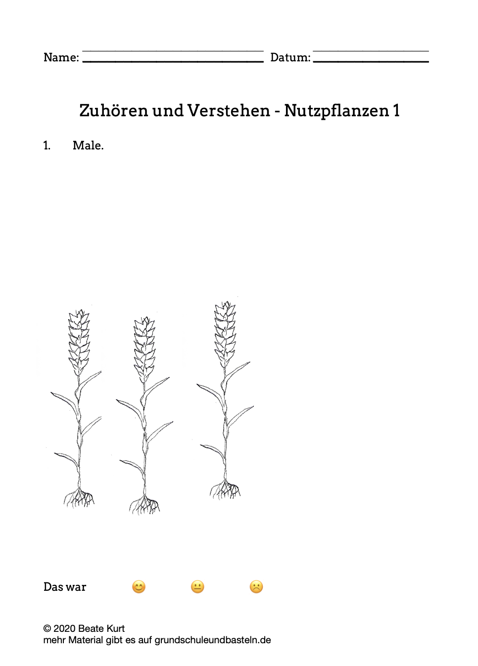  Arbeitsmaterial Deutsch Nutzpflanzen 