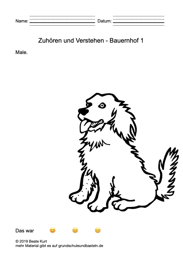  Arbeitsmaterial Zuhören und Verstehen Hund 