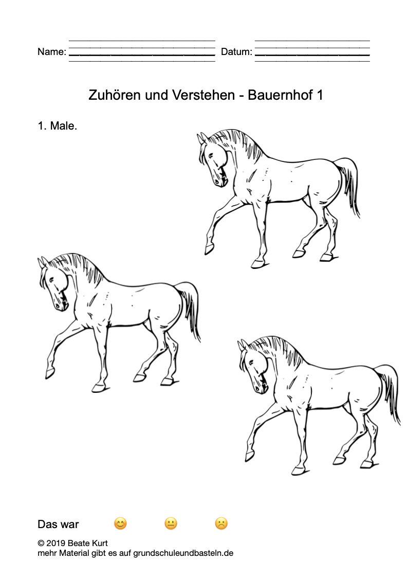  Arbeitsmaterial Zuhören und Verstehen Bauernhof 