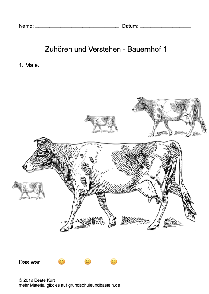  Arbeitsmaterial Zuhören und Verstehen Bauernhof 