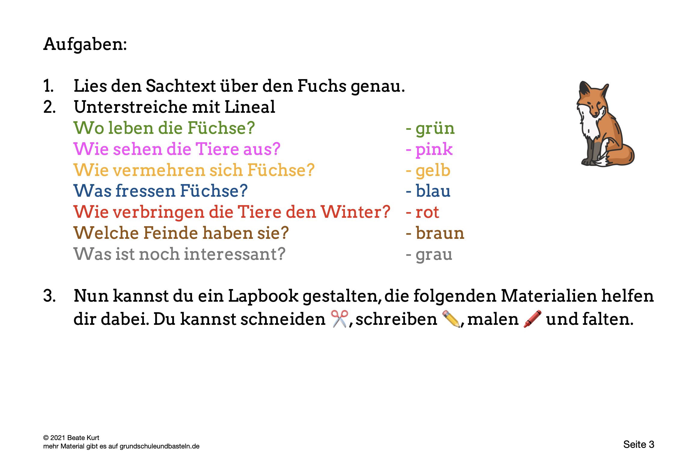  Arbeitsmaterial Lapbook Fuchs 