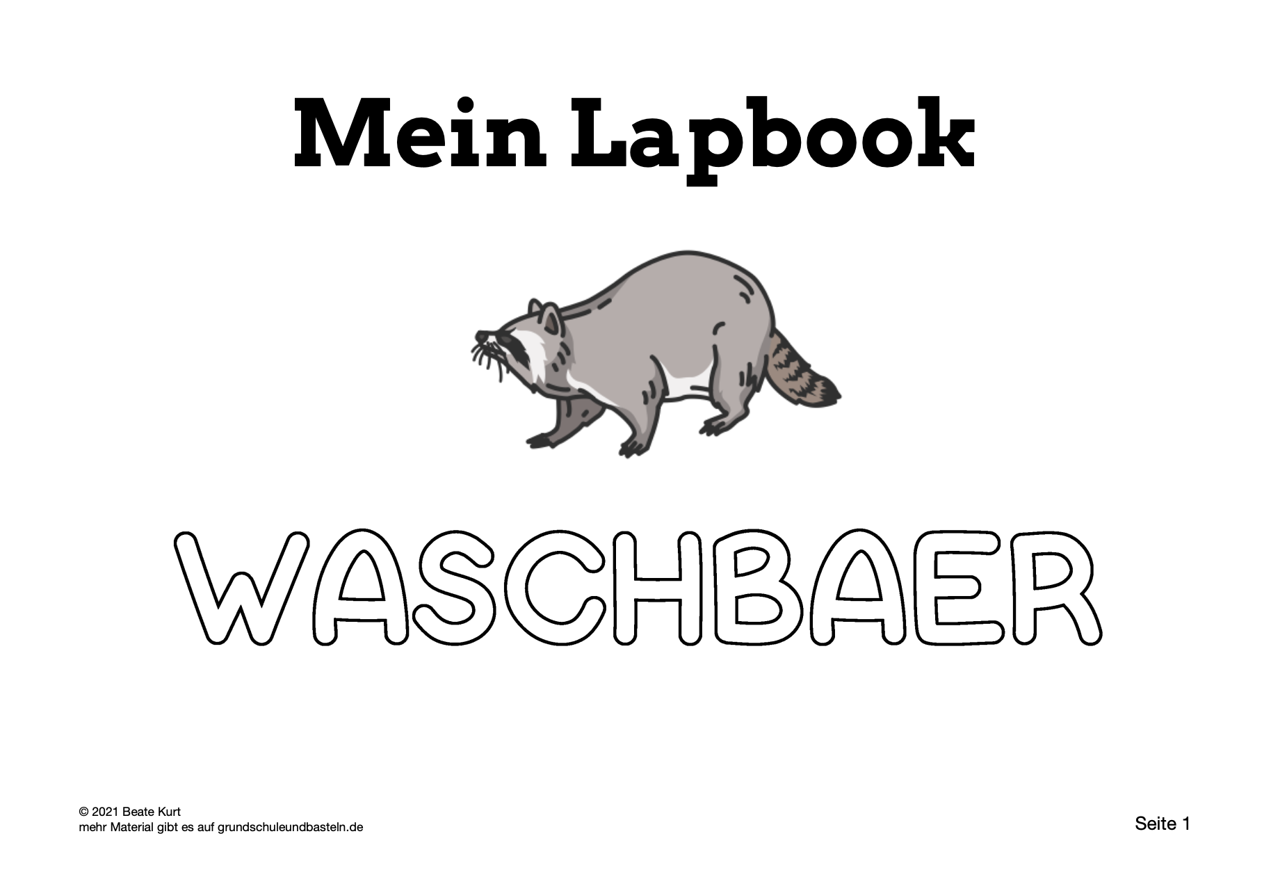  Deckblatt zum Lapbook Waschbär 