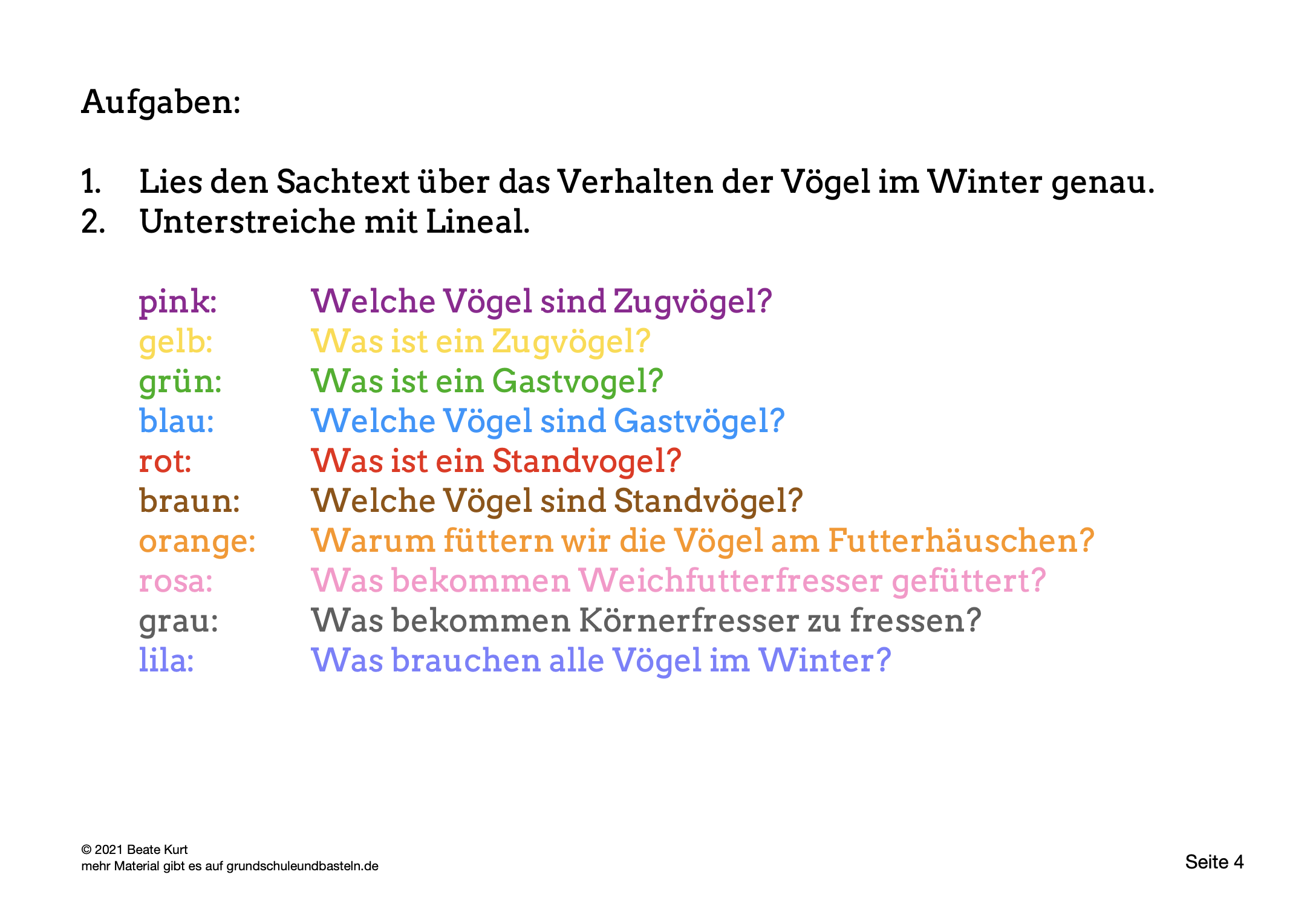  Arbeitsmaterial Lapbook Vögel im Winter 