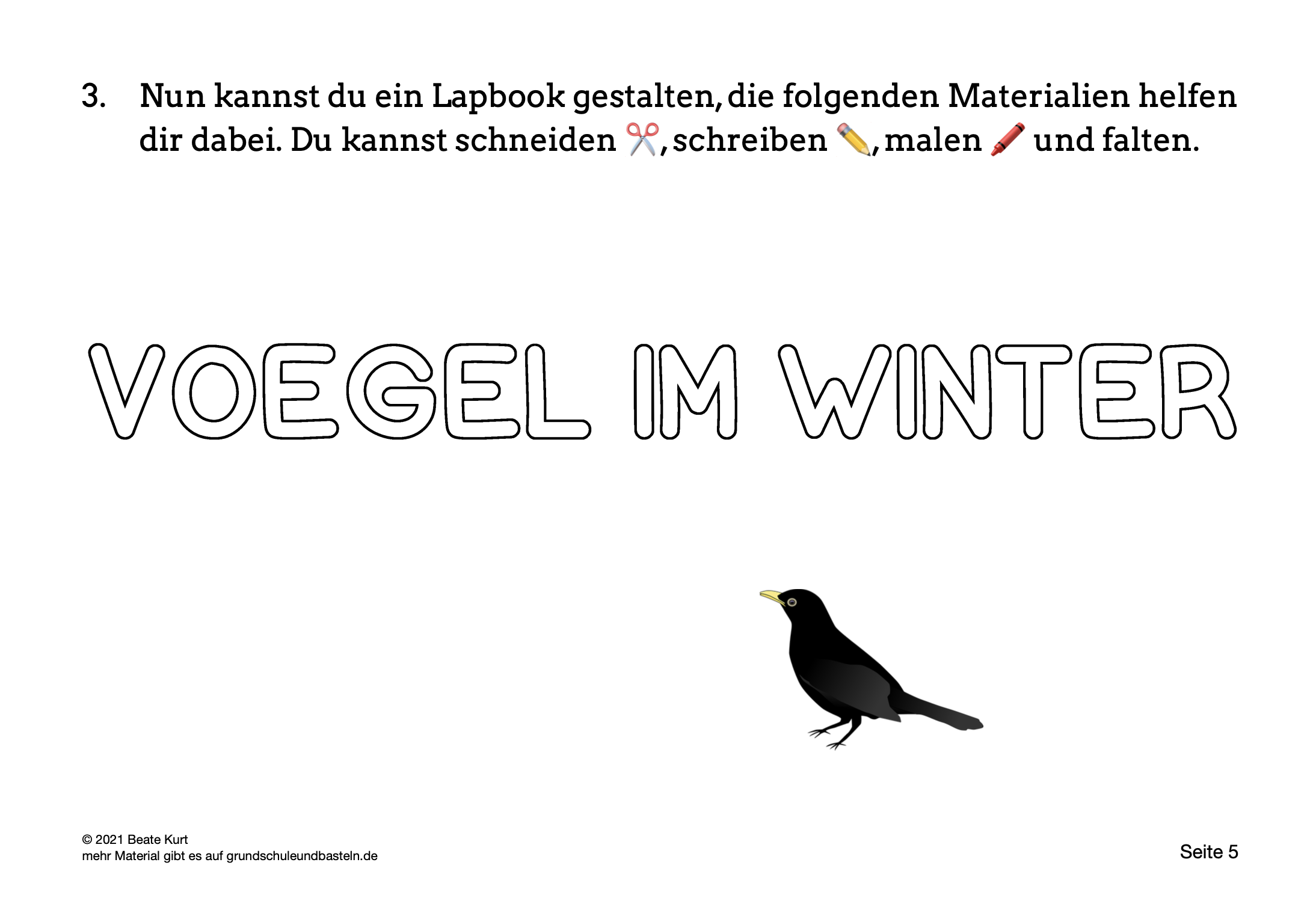  Arbeitsmaterial Lapbook Vögel im Winter 