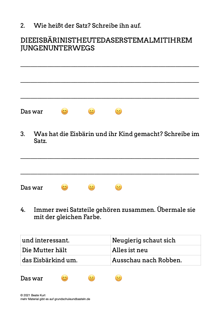  Arbeitsmaterial Zuhören und Verstehen zu Tiere am Nordpol 