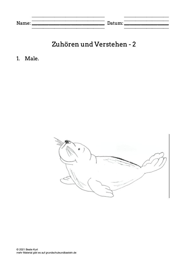  Arbeitsmaterial Zuhören und Verstehen zu Tiere am Nordpol 