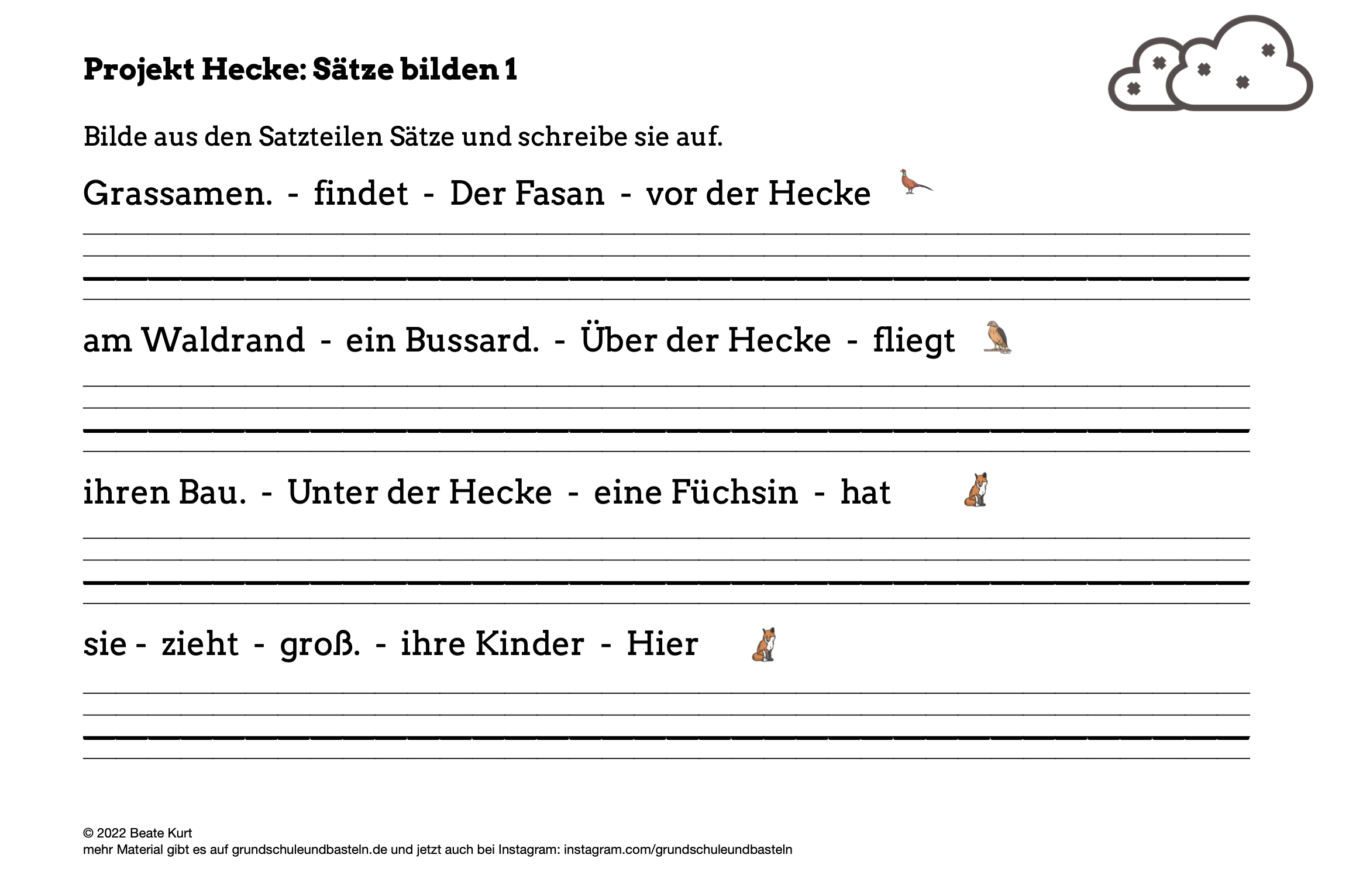  Arbeitsmaterial  Sätze bilden zum Thema Hecke 