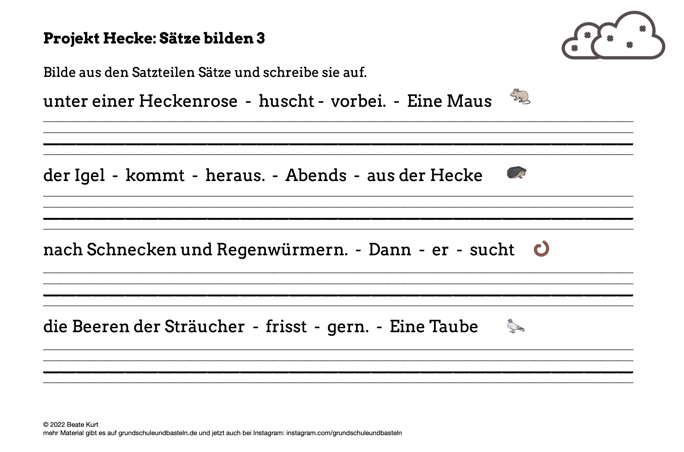  Arbeitsmaterial  Sätze bilden zum Thema Hecke 